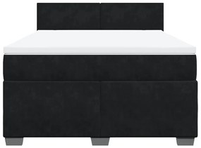 Κρεβάτι Boxspring με Στρώμα Μαύρο 160x200 εκ. Βελούδινο - Μαύρο