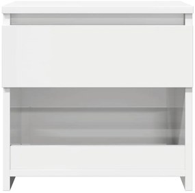 vidaXL Κομοδίνο Γυαλιστερό Λευκό 40 x 30 x 39 εκ. από Επεξ. Ξύλο