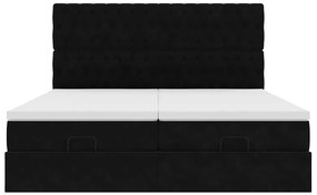 vidaXL Οθωμανικό κρεβάτι με στρώματα Μαύρο 200x200cm Velvet