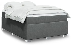 vidaXL Κρεβάτι Boxspring με Στρώμα Σκούρο Γκρι 140x200 εκ Υφασμάτινο