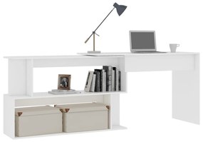 Γραφείο Γωνιακό Λευκό 200 x 50 x 76 εκ. από Μοριοσανίδα - Λευκό