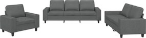 vidaXL Σετ Σαλονιού 3 Τεμαχίων Σκούρο Γκρι Υφασμάτινο