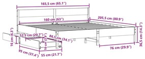 Σκελετός Κρεβ. Χωρίς Στρώμα Καφέ Κεριού 160x200 εκ Μασίφ Πεύκο - Καφέ