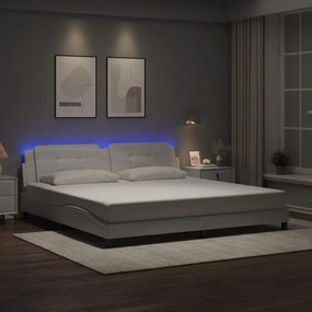 vidaXL Πλαίσιο Κρεβατιού με LED Χωρίς Στρώμα Zadar Λευκό 200x200 εκ.