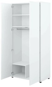Ντουλάπα Concept Pro Lenart AH156, Γυαλιστερό λευκό, Άσπρο, 218x101x55cm, 95 kg, Πόρτες ντουλάπας: Με μεντεσέδες, Αριθμός ραφιών: 2 | Epipla1.gr