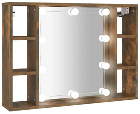 Έπιπλο Καθρέπτη με LED Καπνιστή Δρυς 76 x 15 x 55 εκ. - Καφέ
