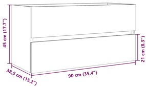 Ντουλάπι Νιπτήρα Sonoma Δρυς 90 x 38,5 x 45 εκ. από Επεξ. Ξύλο