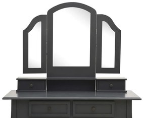vidaXL Μπουντουάρ με Σκαμπό Γκρι 100 x 40 x 146 εκ. Ξύλο Παυλώνιας
