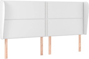vidaXL Κεφαλάρι με Πτερύγια Λευκό 203x23x118/128 εκ. Συνθ. Δέρμα