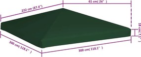 vidaXL Κάλυμμα για Κιόσκι Πράσινο 3 x 3 μ. 310 γρ./μ²