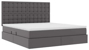 vidaXL Κρεβάτι Αποθήκης με στρώμα Γκρι 180 x 200 cm Τεχνητό Δέρμα