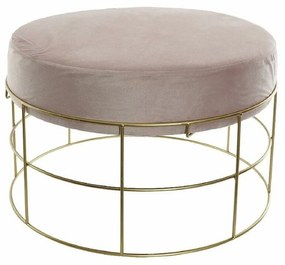 Υποπόδια DKD Home Decor Χρυσό Μέταλλο πολυεστέρας Ανοιχτό Ροζ (60 x 60 x 37.5 cm)