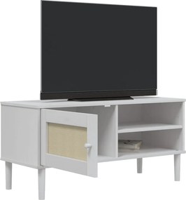 vidaXL Έπιπλο Τηλεόρασης SENJA Λευκό / Ρατάν 106x40x49 εκ. Μασίφ Πεύκο