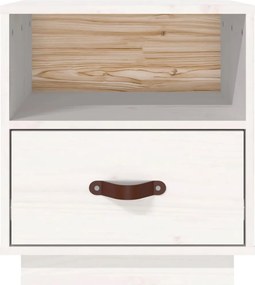vidaXL Κομοδίνο Λευκό 40 x 34 x 45 εκ. από Μασίφ Ξύλο Πεύκου