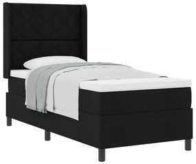 vidaXL Κρεβάτι με Στρώμα Box Spring  Μαύρο 90x200 εκ. Ύφασμα