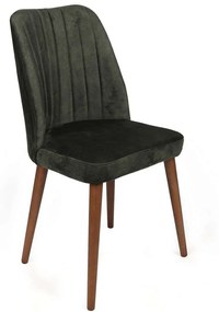 Καρέκλα Alfa (Σετ 2Τμχ) 974NMB1636 50x49x90cm Olive-Walnut Βελούδο, Μέταλλο