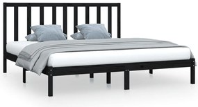 vidaXL Πλαίσιο Κρεβατιού Μαύρο 200 x 200 εκ. από Μασίφ Ξύλο Πεύκου