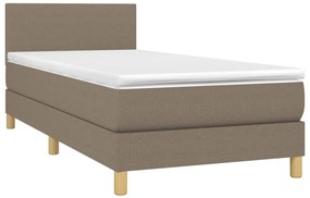 vidaXL Κρεβάτι Boxspring με Στρώμα &amp; LED Taupe 100x200 εκ. Υφασμάτινο