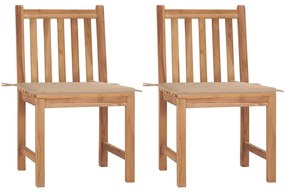 vidaXL Καρέκλες Κήπου 2 τεμ. από Μασίφ Ξύλο Teak με Μαξιλάρια