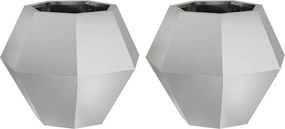 vidaXL Γλάστρα 2 τμχ. Ασημί 50 x 50 x 40 cm Επικαλυμμένος Χάλυβας