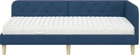 vidaXL Κρεβάτι Γωνίας Μπλε 90 x 190 cm ύφασμα