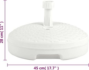 vidaXL Βάση Ομπρέλας Λευκή 20 Λίτρα Πλαστικό Ρατάν για Άμμο / Νερό
