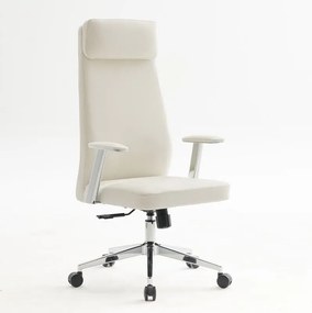 BF8800 Πολυθρόνα Γραφείου Διευθυντή, Pu Άσπρο, Βάση &amp; Μπράτσα Χρώμιο   1τμχ
