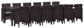 vidaXL Σέτ φαγητού για κήπο 13 pcs Καφέ Rattan Polt