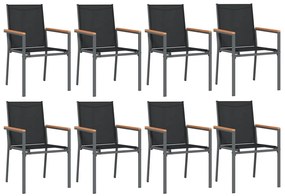 vidaXL Σετ Τραπεζαρίας Κήπου 9 Τεμαχίων Μαύρο Textilene & Ατσάλι