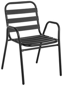 Καρέκλα - Πολυθρόνα Sussie στοιβαζόμενη μαύρο μέταλλο με φέτες αλουμινίου 45x62x76 εκ. 45x62x76 εκ.