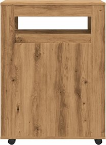 vidaXL Ντουλάπι Μπάνιου Στενό με Ροδάκια Αρτισιανή Δρυς Επεξ. Ξύλο