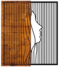 Διακοσμητικό Τοίχου Esaret 899SKL1282 48x58cm Walnut-Black Wallity Μέταλλο,Ξύλο