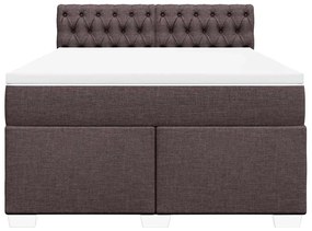 vidaXL Κρεβάτι Boxspring με Στρώμα Σκούρο Καφέ 140x190 εκ. Υφασμάτινο