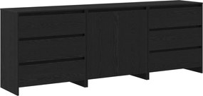 vidaXL Πλαϊνό γραφείο 3 pcs Μαύρο 70 x 41 x 75 εκ. Επεξεργασμένο ξύλο