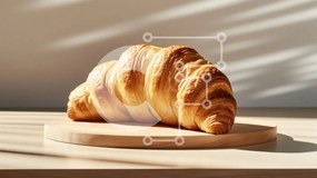 Intra Συλλεκτικό Ξύλινο Παζλ Plywood  4mm - Φρεσκοψημένο κρουασάν σε ξύλινη σανίδα Σε Ξύλινο Κουτί - Διαστάσεις: 10x10 cm – 25 κομμάτια