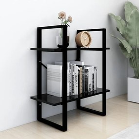 vidaXL Βιβλιοθήκη με 2 Ράφια Μαύρη 60 x 30 x 70 εκ. από Επεξ. Ξύλο