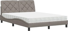 vidaXL Κρεβάτι με Στρώμα Taupe 120x200 εκ. Υφασμάτινο