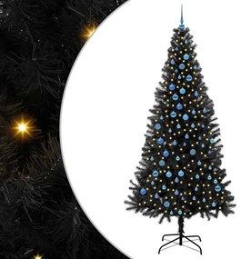 vidaXL Χριστουγεννιάτικο Δέντρο με 300 LED με βάση Μαύρο 240 cm PVC