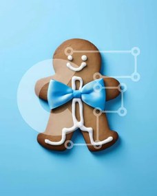 Intra Συλλεκτικό Ξύλινο Παζλ Plywood 4mm - Holiday Gingerbread Man με μπλε παπιγιόν Σε Ξύλινο Κουτί - Διαστάσεις: 10x10 cm – 25 κομμάτια
