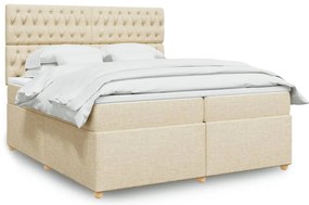 vidaXL Κρεβάτι Boxspring με Στρώμα Κρεμ 200x200 εκ. Υφασμάτινο