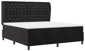 vidaXL Κρεβάτι με ελατήρια με στρώμα Μαύρο 180 x 200 cm Βελούδο
