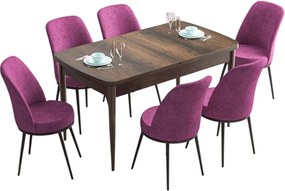 Extendable Dining Table &amp; Chairs Set (7 Pieces) Han - Baroque, Purple Baroque
Purple