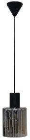 Φωτιστικό Οροφής Mirror-C 02-0418 1/Ε27 Φ14x90cm Fume-Black Heronia Μέταλλο,Γυαλί