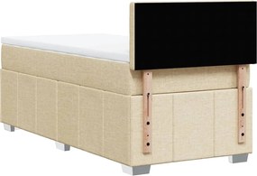 vidaXL Κρεβάτι Boxspring με Στρώμα Κρεμ 90x200 εκ.Υφασμάτινο