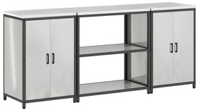 vidaXL Σετ Αποθήκευσης Κουζίνας με ράφι 3 pcs Ασημί 210 x 50 x 92 εκ