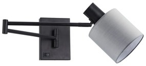 Φωτιστικό Τοίχου - Απλίκα SE21-BL-52-SH2 ADEPT WALL LAMP Black Wall Lamp with Switcher and Grey Shade+ - Μέταλλο - 77-8380