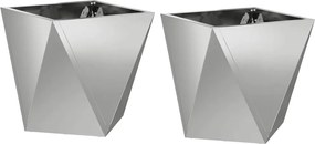 vidaXL Γλάστρα 2 pcs Ασημί 30 x 30 x 30 cm Επικαλυμμένος Χάλυβας