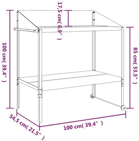 Βάση Φυτών Ανθρακί 100 x 54,5 x 100 εκ. από Γαλβαν. Ατσάλι - Ανθρακί