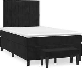 vidaXL Κρεβάτι Boxspring με Στρώμα Μαύρο 120 x 200 εκ. Βελούδινο