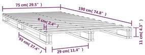 Κρεβάτι Παλέτες 75 x 190 εκ. Μασίφ Ξύλο Πεύκου Small Single - Γκρι